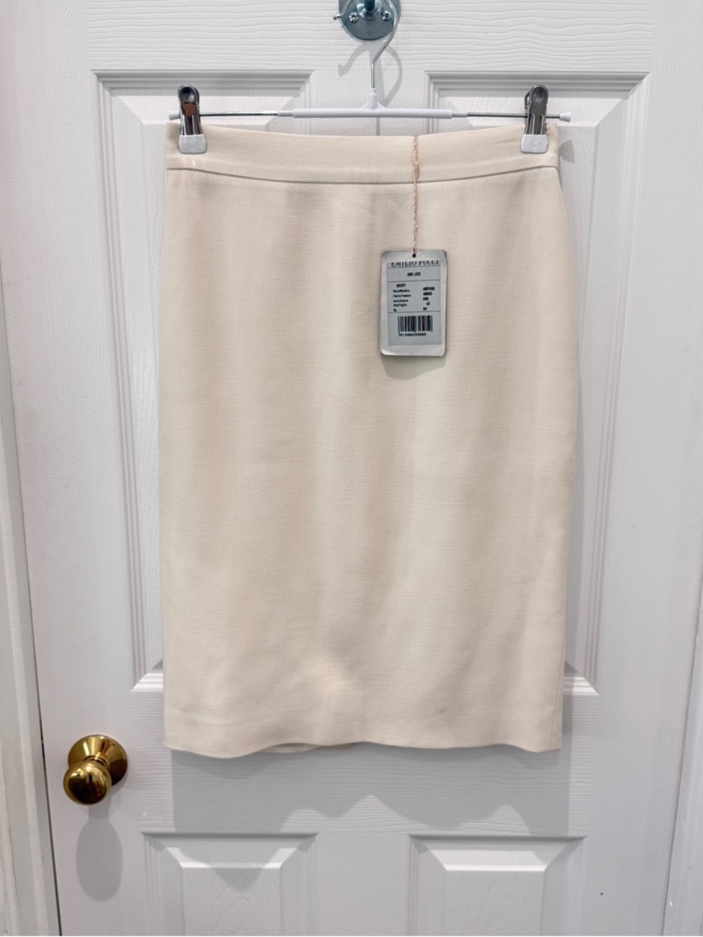 Emilio Pucci Cream Straight Pencil Skirt